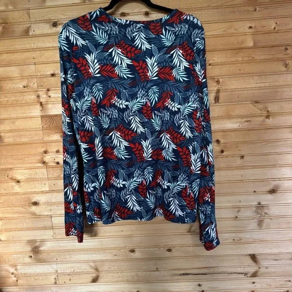 Hang Ten Long Sleeved Crew Sun Protective Blue Red Tropical Women’s Size XL - Picture 2 of 4